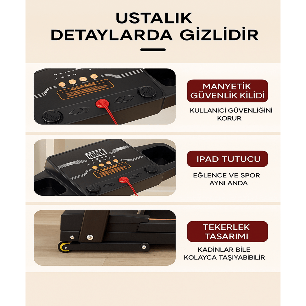 Docamark™ Dijital Ekranlı Katlanabilir Koşu Bandı - DOCAMARK