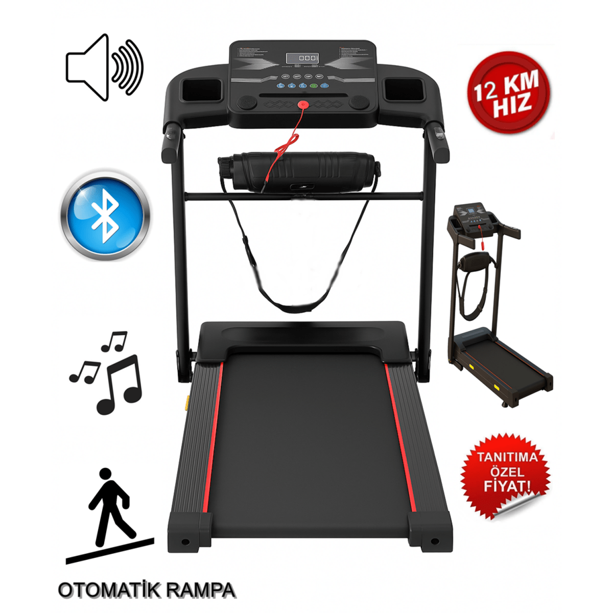 Docamark™ Dijital Ekranlı Katlanabilir Koşu Bandı - DOCAMARK