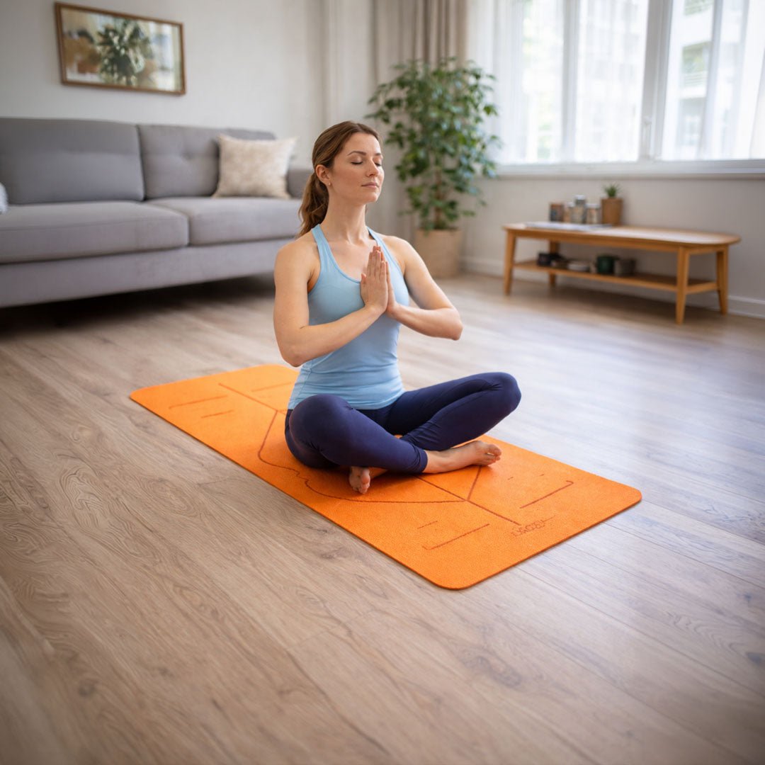 Hizalamalı 6mm TPE Yoga Matı Pilates Minderi Turuncu - DOCAMARK