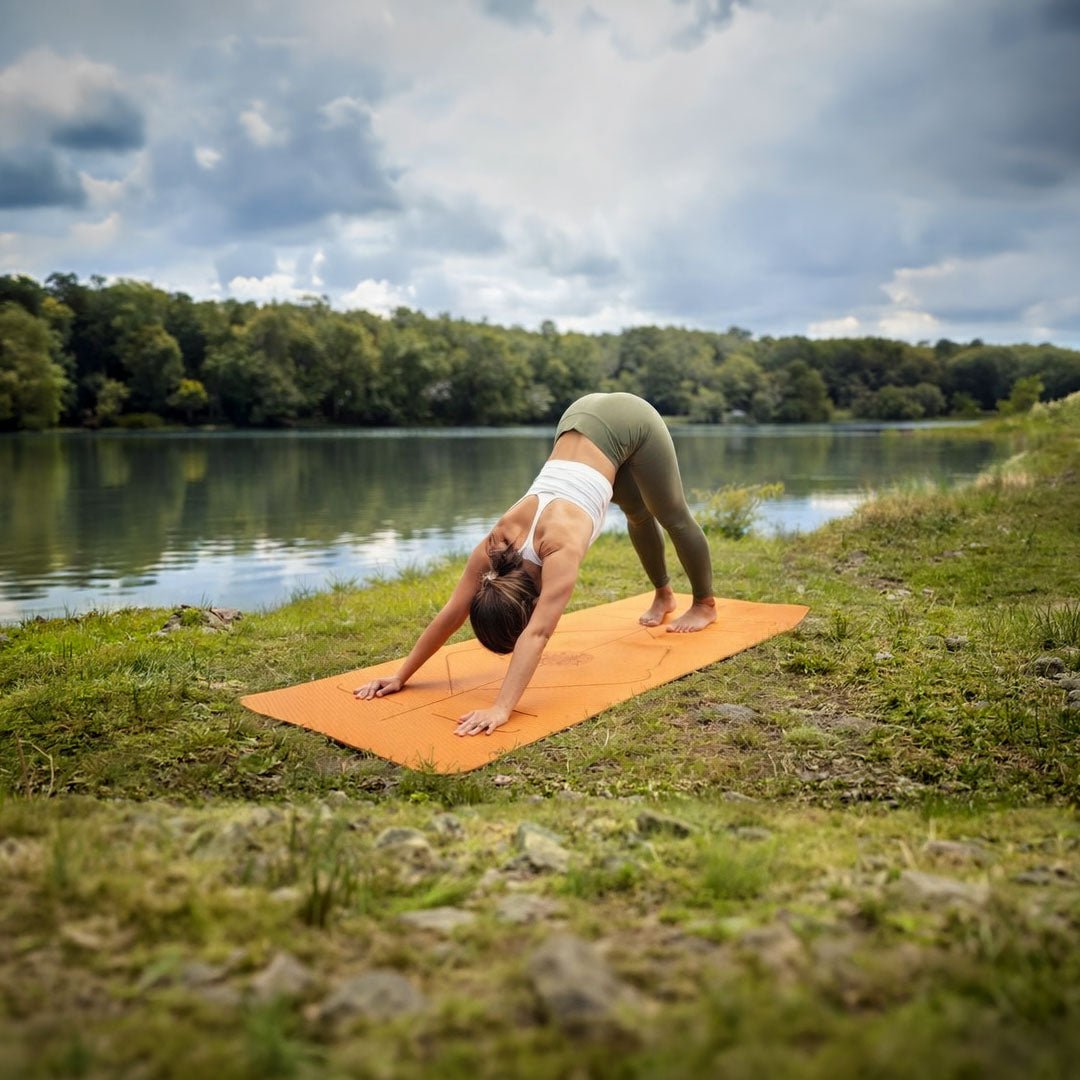 Hizalamalı 6mm TPE Yoga Matı Pilates Minderi Turuncu - DOCAMARK