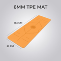 Hizalamalı 6mm TPE Yoga Matı Pilates Minderi Turuncu - DOCAMARK