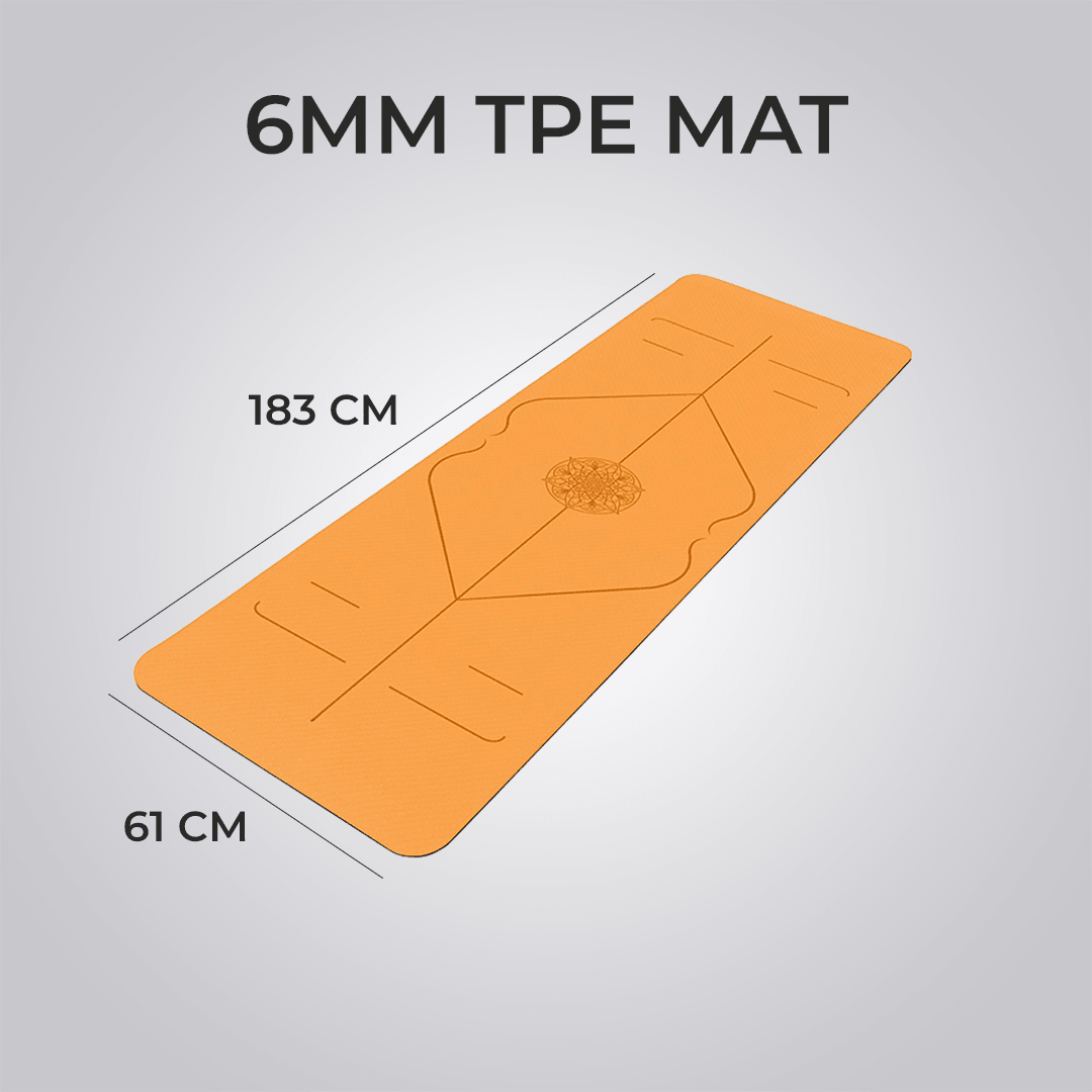 Hizalamalı 6mm TPE Yoga Matı Pilates Minderi Turuncu - DOCAMARK